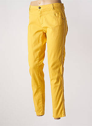 Pantalon 7/8 fermeture zippée sous rabat boutonné taille normale jaune ONE STEP femme