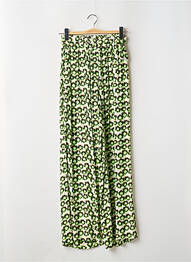 Pantalon large tissage popeline taille haute vert SUNCOO femme