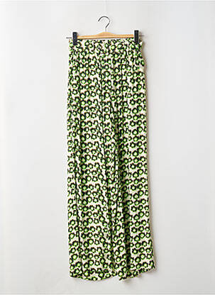 Pantalon large tissage popeline taille haute vert SUNCOO femme