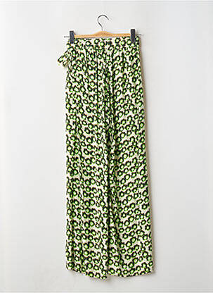 Pantalon large tissage popeline taille haute vert SUNCOO femme