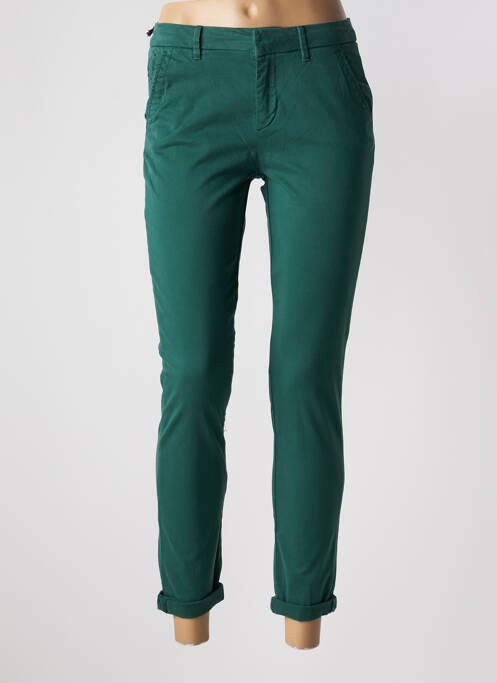 Pantalon chino tissage popeline taille normale vert REIKO femme