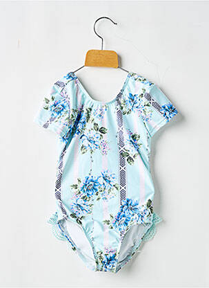Maillot de bain 1 pièce effet matière satinée bleu SEAFOLLY fille