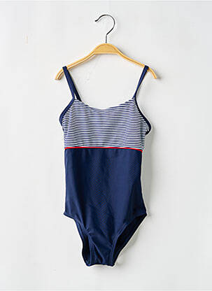 Maillot de bain 1 pièce imprimé rayures bleu LAGON BLEU fille