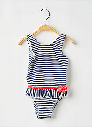 Maillot de bain 1 pièce imprimé rayures bleu LAGON BLEU fille