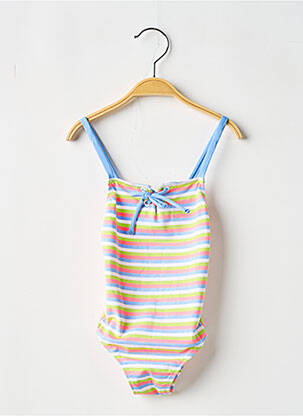 Maillot de bain 1 pièce effet matière satinée bleu BORABORA fille
