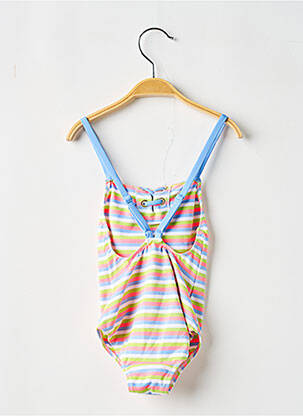 Maillot de bain 1 pièce effet matière satinée bleu BORABORA fille