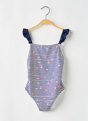 Maillot de bain 1 pièce effet matière satinée bleu BORABORA fille