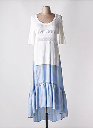 Robe longue manches courtes manches courtes bleu TWINSET femme