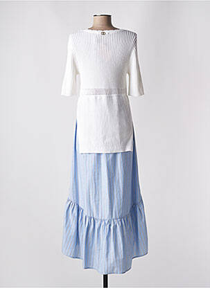 Robe longue manches courtes manches courtes bleu TWINSET femme