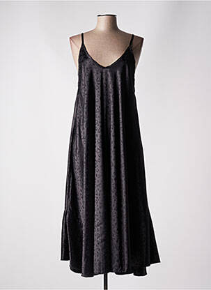 Robe longue coupe évasée fines bretelles noir APRIL VINTAGE femme