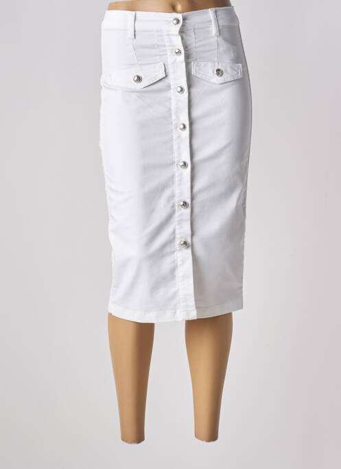 Jupe mi-longue taille à pinces blanc LIU JO femme