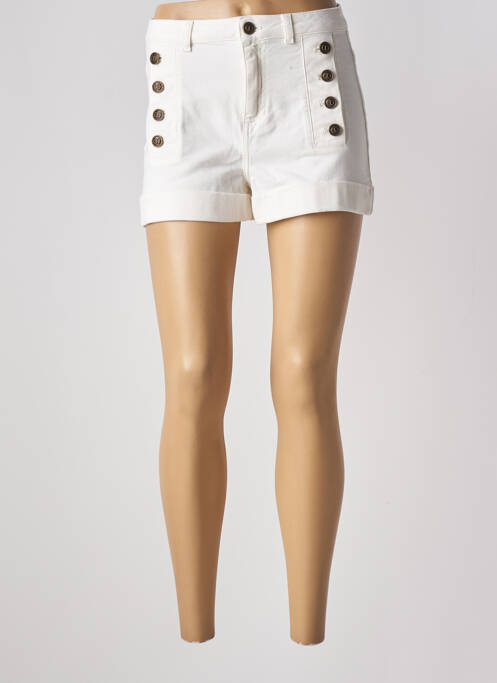 Short fermeture zippée sous rabat boutonné taille haute blanc TWINSET femme