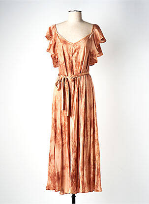 Robe longue manches courtes manches courtes orange LOUIZON femme