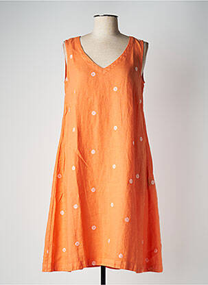 Robe mi-longue tissage crêpe sans manche orange MES SOEURS ET MOI femme