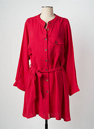 Robe mi-longue coupe fluide manches longues rouge GRACE & MILA femme