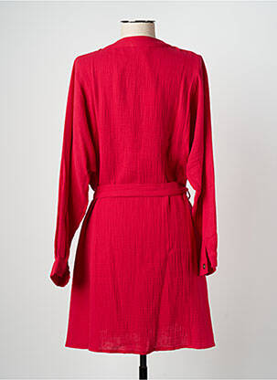 Robe mi-longue coupe fluide manches longues rouge GRACE & MILA femme