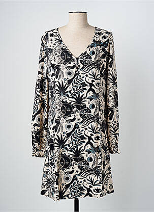 Robe courte fermeture zippée au dos manches longues noir SURKANA femme