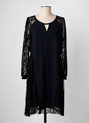 Robe mi-longue manches longues manches longues noir MC PLANET femme