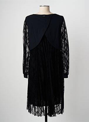 Robe mi-longue manches longues manches longues noir MC PLANET femme