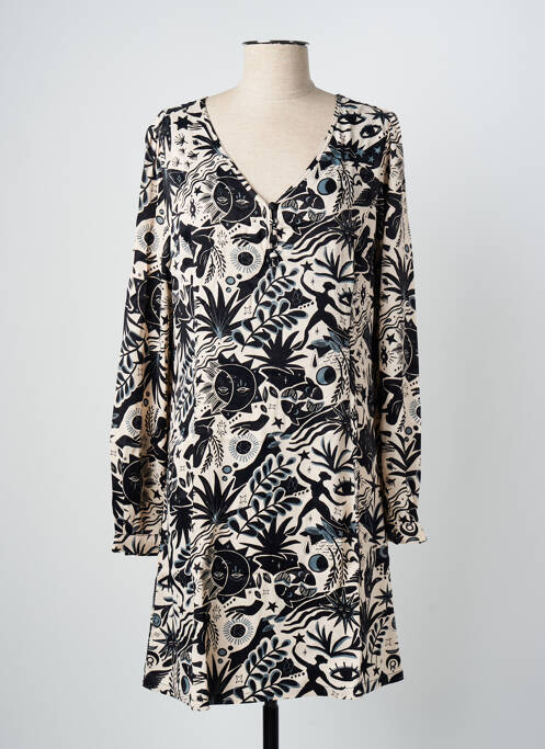 Robe courte coupe évasée manches longues noir SURKANA femme