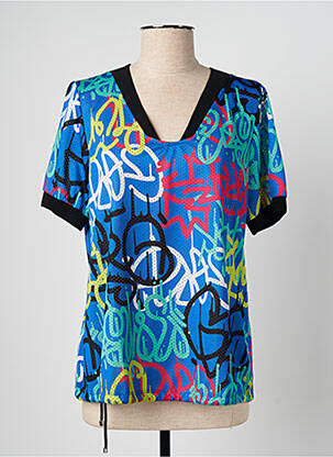 Top imprimé fantaisie manches courtes bleu MC PLANET BY INNATE femme