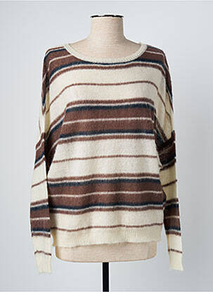 Pull stretch manches longues marron LAUREN VIDAL femme