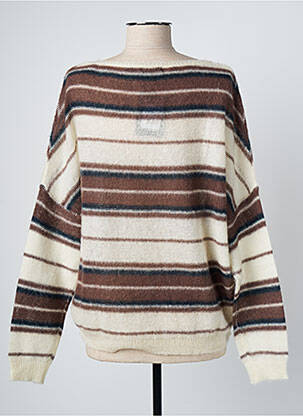 Pull stretch manches longues marron LAUREN VIDAL femme