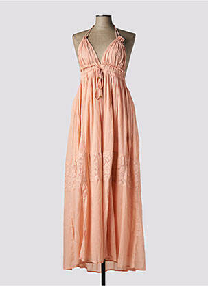 Robe longue sans manche sans manche rose LARA-ETHNICS femme