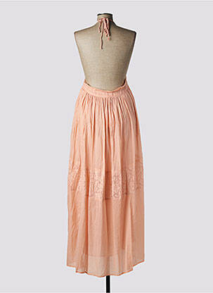 Robe longue sans manche sans manche rose LARA-ETHNICS femme