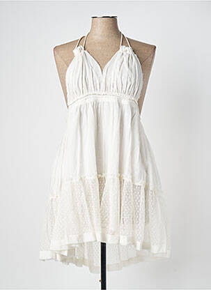 Top col v sans manche blanc LARA-ETHNICS femme