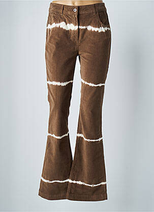 Pantalon droit fermeture zippée sous rabat boutonné taille normale marron LAUREN VIDAL femme