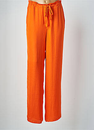 Pantalon droit taille élastique taille normale orange VAN-DOS femme