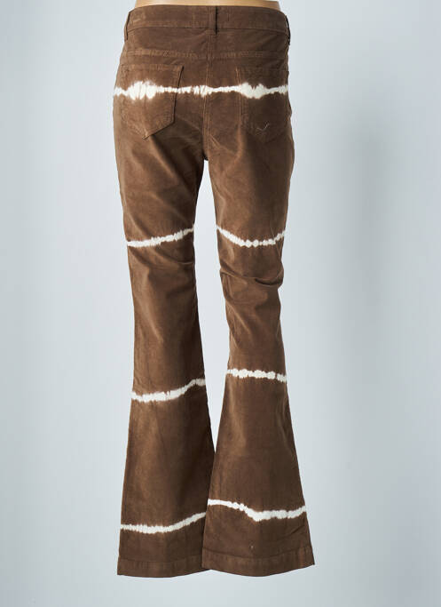 Pantalon droit fermeture zippée sous rabat boutonné taille normale marron LAUREN VIDAL femme