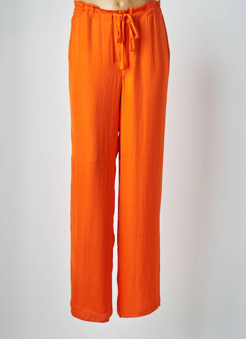 Pantalon droit taille élastique taille normale orange VAN-DOS femme