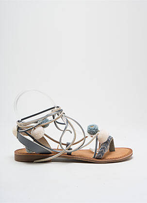 Tongs fermeture lacets talon plat jusqu'à 3cm gris MOLLY BRACKEN femme