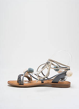 Tongs fermeture lacets talon plat jusqu'à 3cm gris MOLLY BRACKEN femme