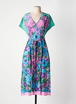 Robe mi-longue imprimé fleurs manches courtes bleu WEEKEND MAXMARA femme