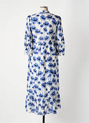 Robe longue imprimé fleurs manches 3/4 bleu COTTONADE femme