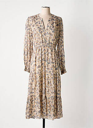 Robe mi-longue coupe fluide manches longues beige GERARD DAREL femme