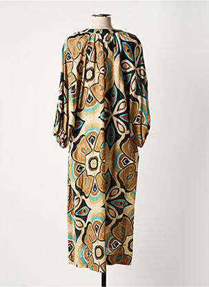 Robe longue imprimé fleurs manches 3/4 beige STELLA FOREST femme