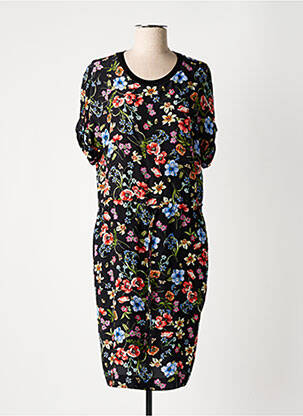 Robe mi-longue imprimé fleurs manches courtes noir GERARD DAREL femme