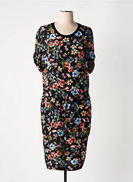 Robe mi-longue imprimé fleurs manches courtes noir GERARD DAREL femme