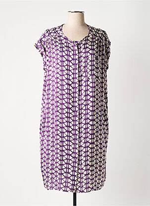 Robe mi-longue coupe fluide manches courtes violet BELLA JONES femme