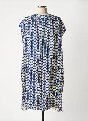 Robe mi-longue coupe fluide manches courtes bleu BELLA JONES femme