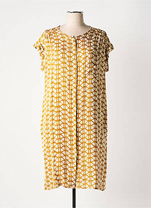 Robe mi-longue coupe fluide manches courtes vert BELLA JONES femme