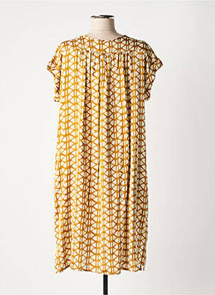 Robe mi-longue coupe fluide manches courtes vert BELLA JONES femme