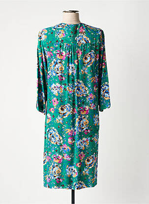 Robe mi-longue imprimé fleurs manches 3/4 vert GERARD DAREL femme