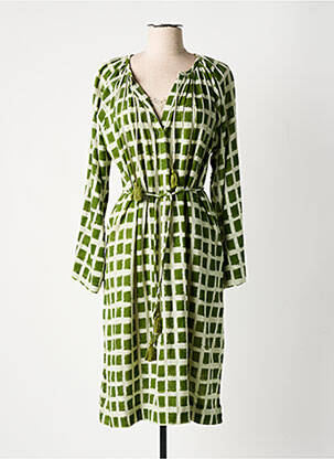 Robe mi-longue manches longues manches longues vert STELLA FOREST femme