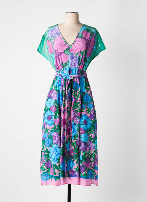 Robe mi-longue coupe fluide manches courtes bleu WEEKEND MAXMARA femme