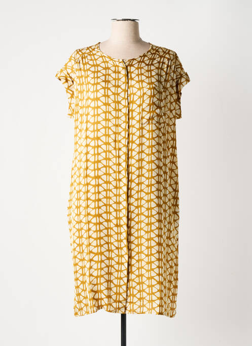 Robe mi-longue coupe fluide manches courtes vert BELLA JONES femme